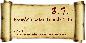 Bozmánszky Teodózia névjegykártya